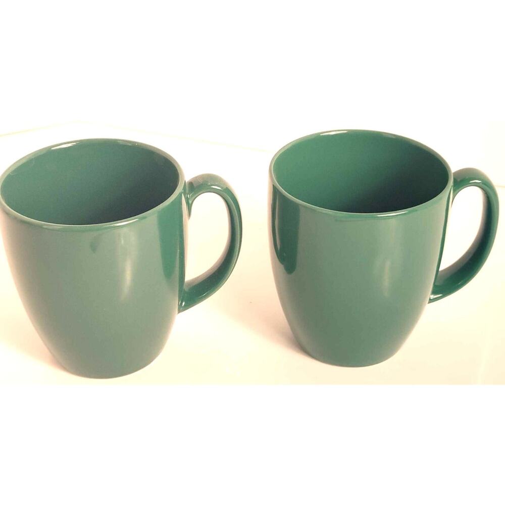 Corelle Stoneware Dark Hunter Green Coffee Cocoa Tea Mugs Set Of 2